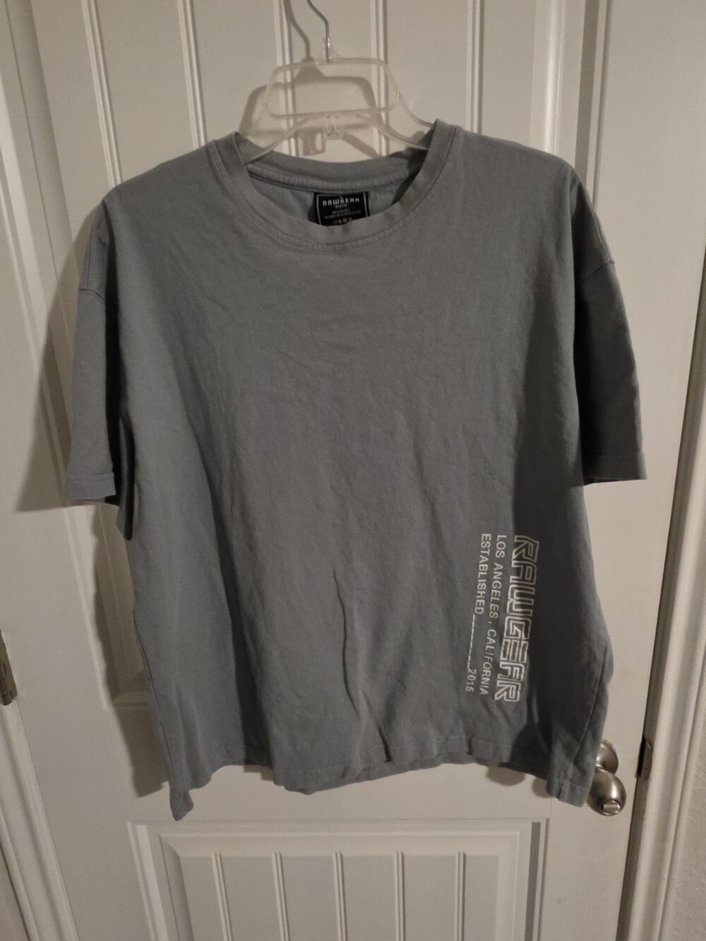 RAWGEAR Men’s Medium Oversized T Shirt Gray Los Angeles 2015 Gym Streetwear